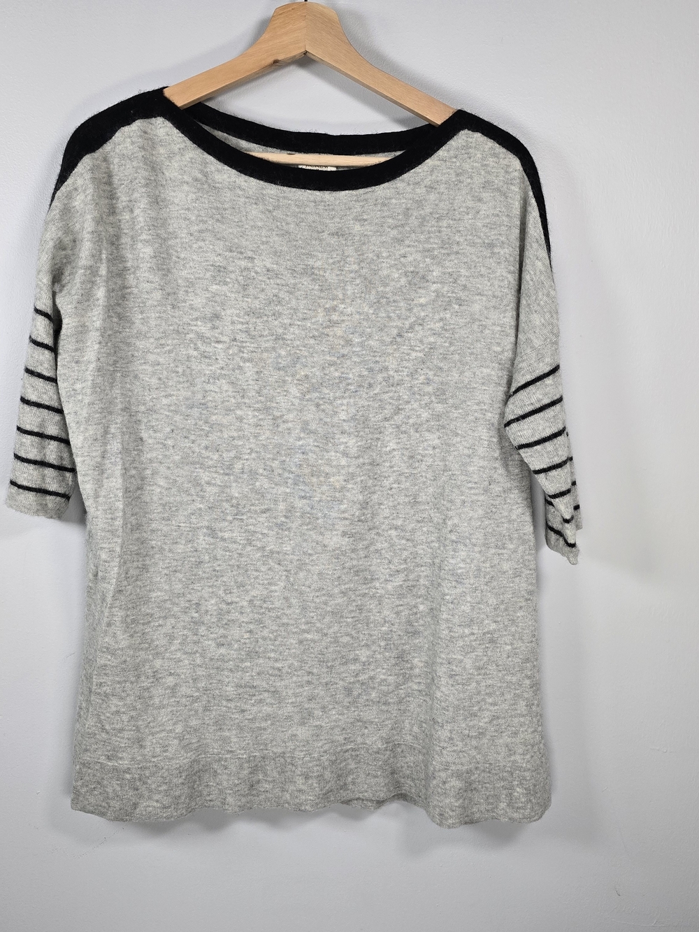 J. Crew Heather Gray Short Sleeve Sweater with Black Trim